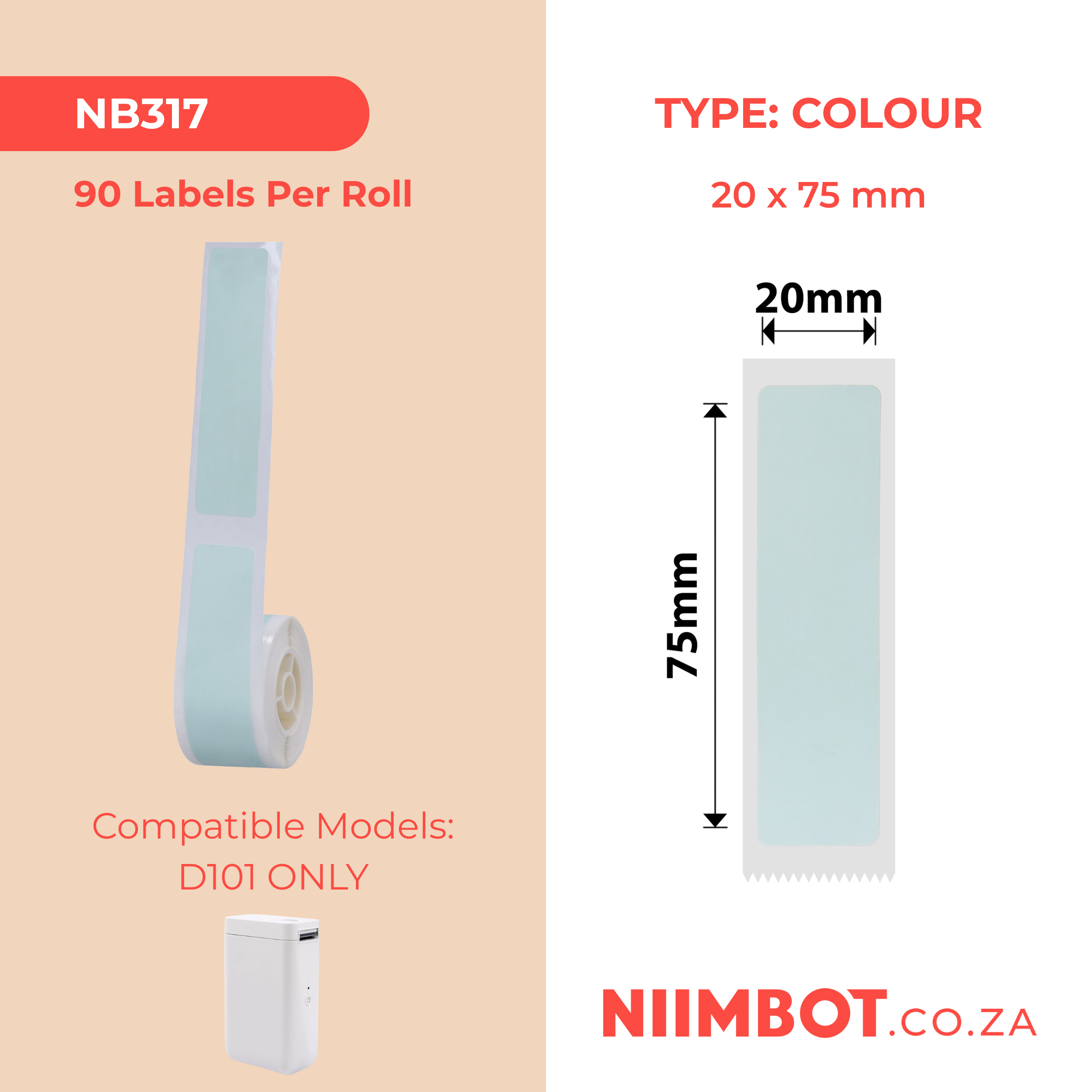 NB317 - NIIMBOT - D101 KUPHELA - R20*75 - 90 IMIBHALO NGEROLI NGAYINYE - OKUQINILE - OKULUHLAZA