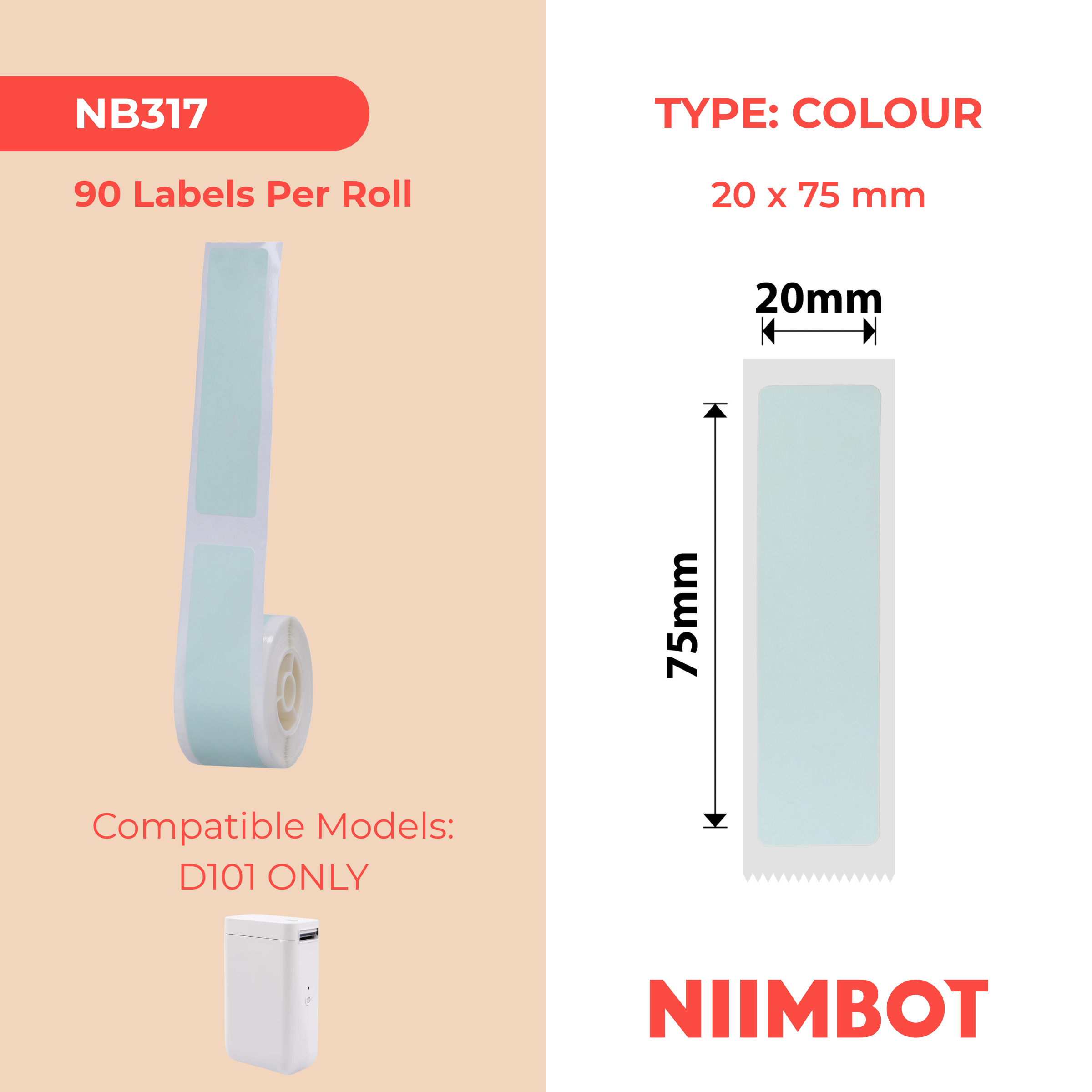 NB317 - NIIMBOT - D101 KUPHELA - R20*75 - 90 IMIBHALO NGEROLI NGAYINYE - OKUQINILE - OKULUHLAZA