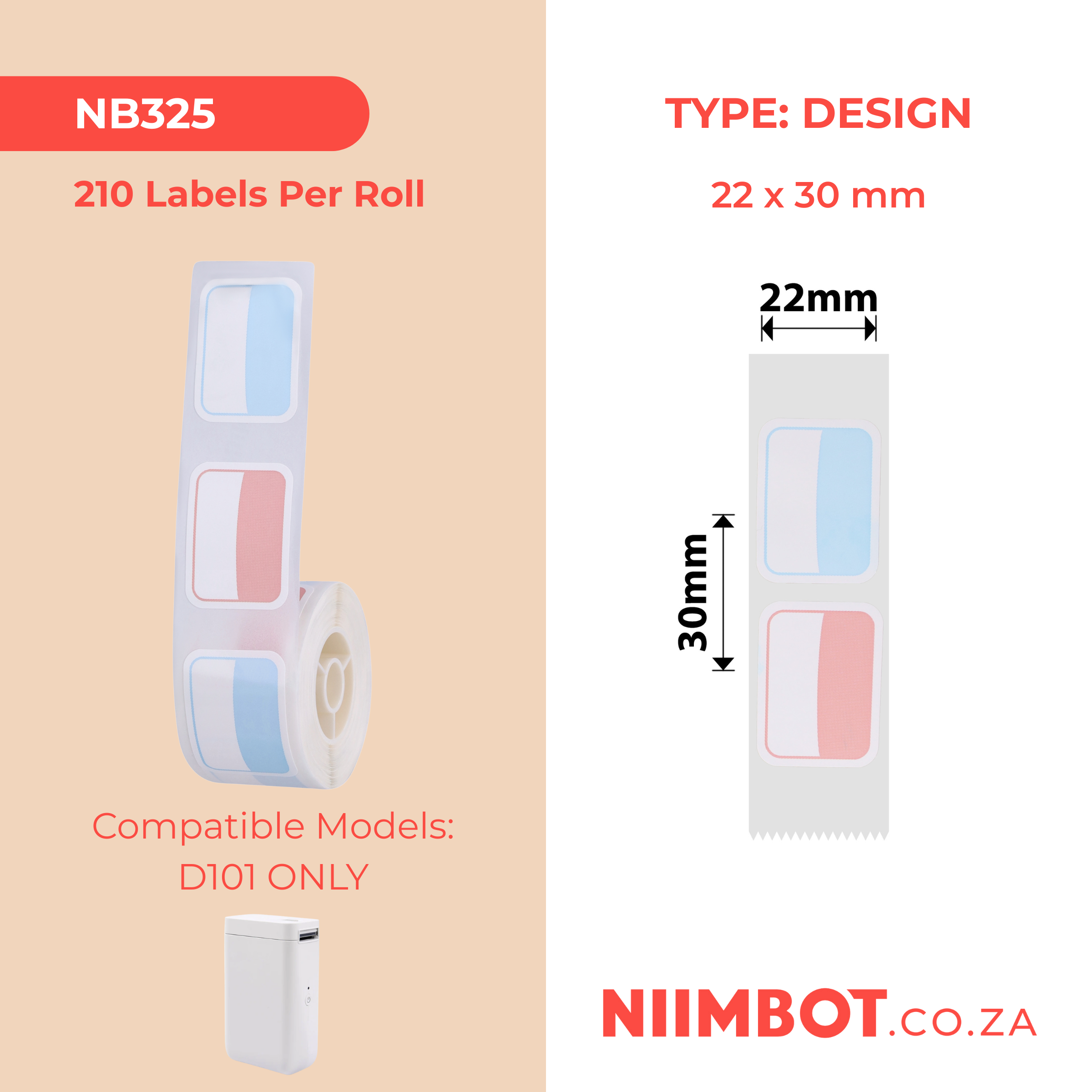 NB325 - NIIMBOT - D101 ONLY - R22*30 - 210 LABELS PER ROLL - COOL SUMMER - DESIGN