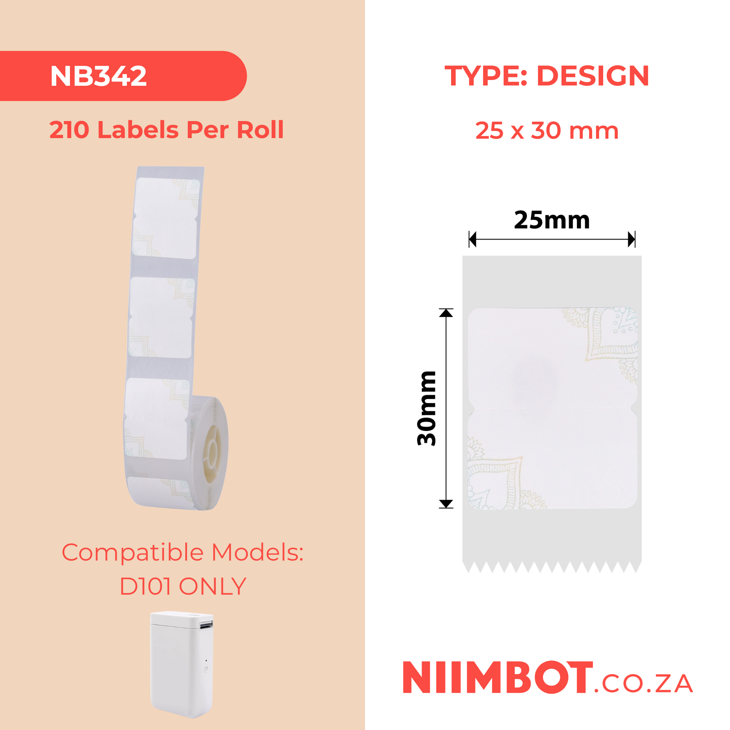 I-NB342 - NIIMBOT - D101 KUPHELA - R25*30 - 210 AMALEBHU NGOKUQONGA NGAWO - PANDORA UMAKI WOKUQALA