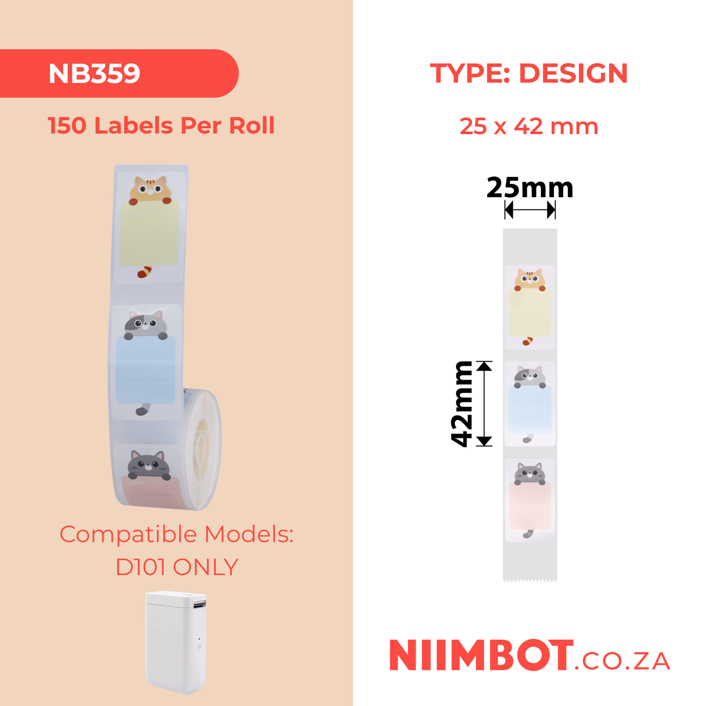 NB359 - NIIMBOT - D101 KUPHELA - R25*42 - 150 AMALEBHU NGOKUQONGQWA NGAMUNYE - UKWENZIWA KWECATI LOMNTWANA