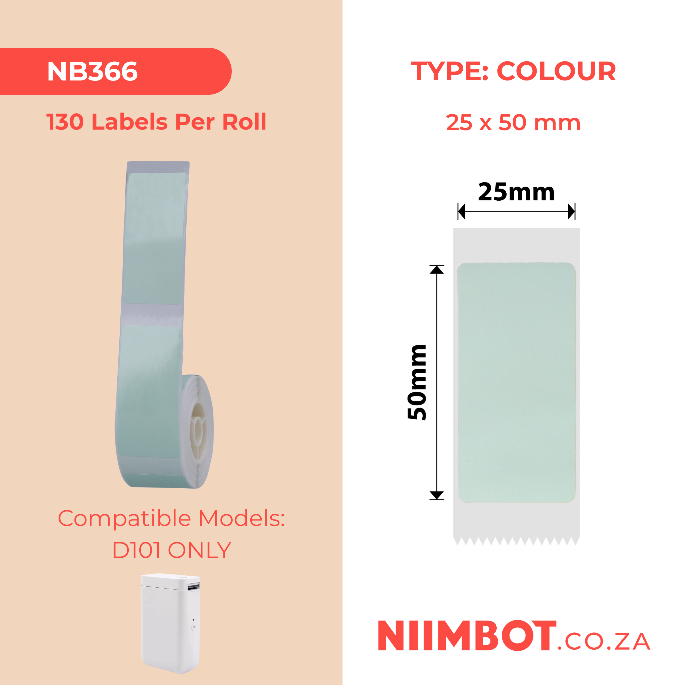NB366 - NIIMBOT - D101 KUPHELA - R25*50 - 130 AMALEBHU NGOKUQONGA NGAMUNYE - UKWENZIWA KOMBALA OKULUHLAZA