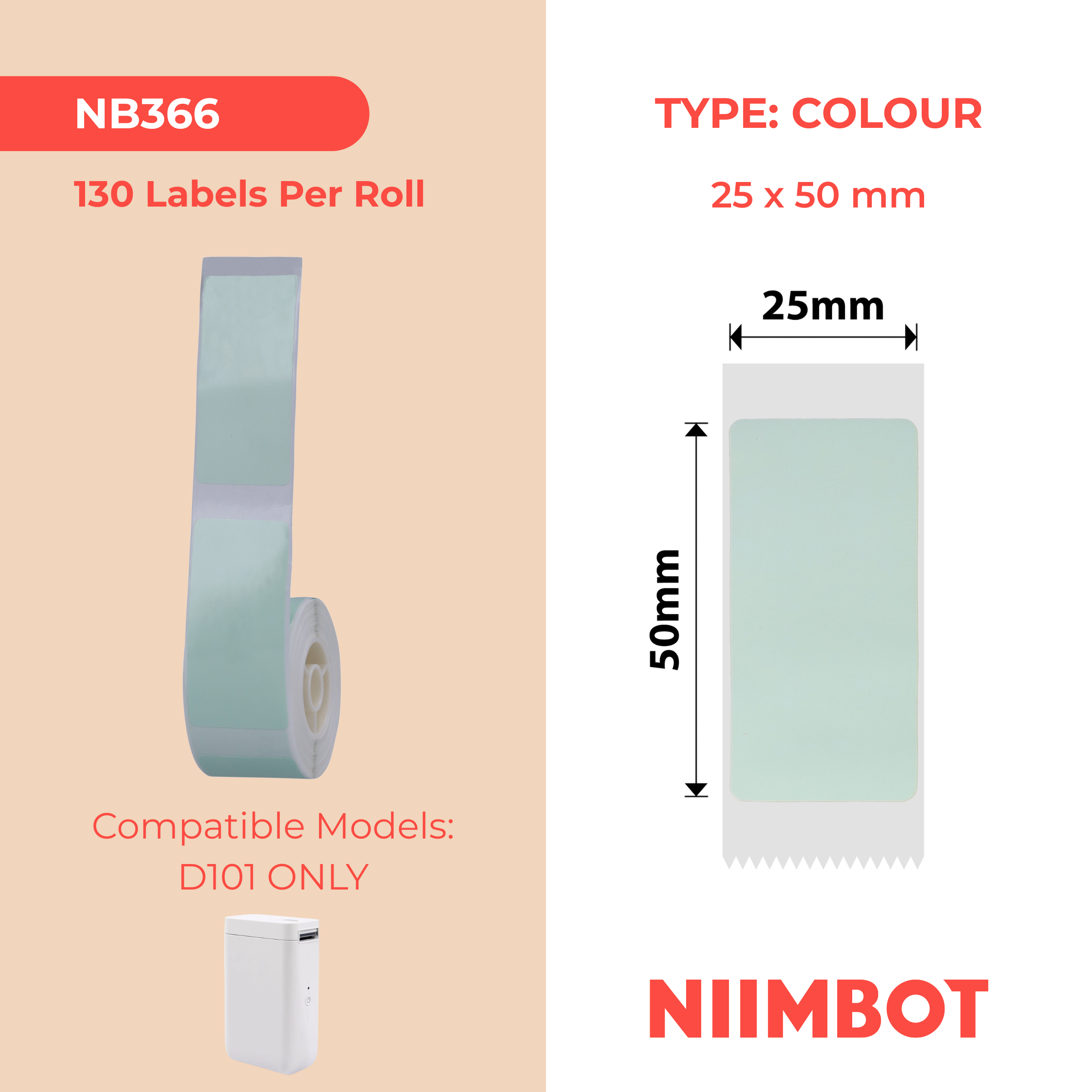 NB366 - NIIMBOT - D101 KUPHELA - R25*50 - 130 AMALEBHU NGOKUQONGA NGAMUNYE - UKWENZIWA KOMBALA OKULUHLAZA