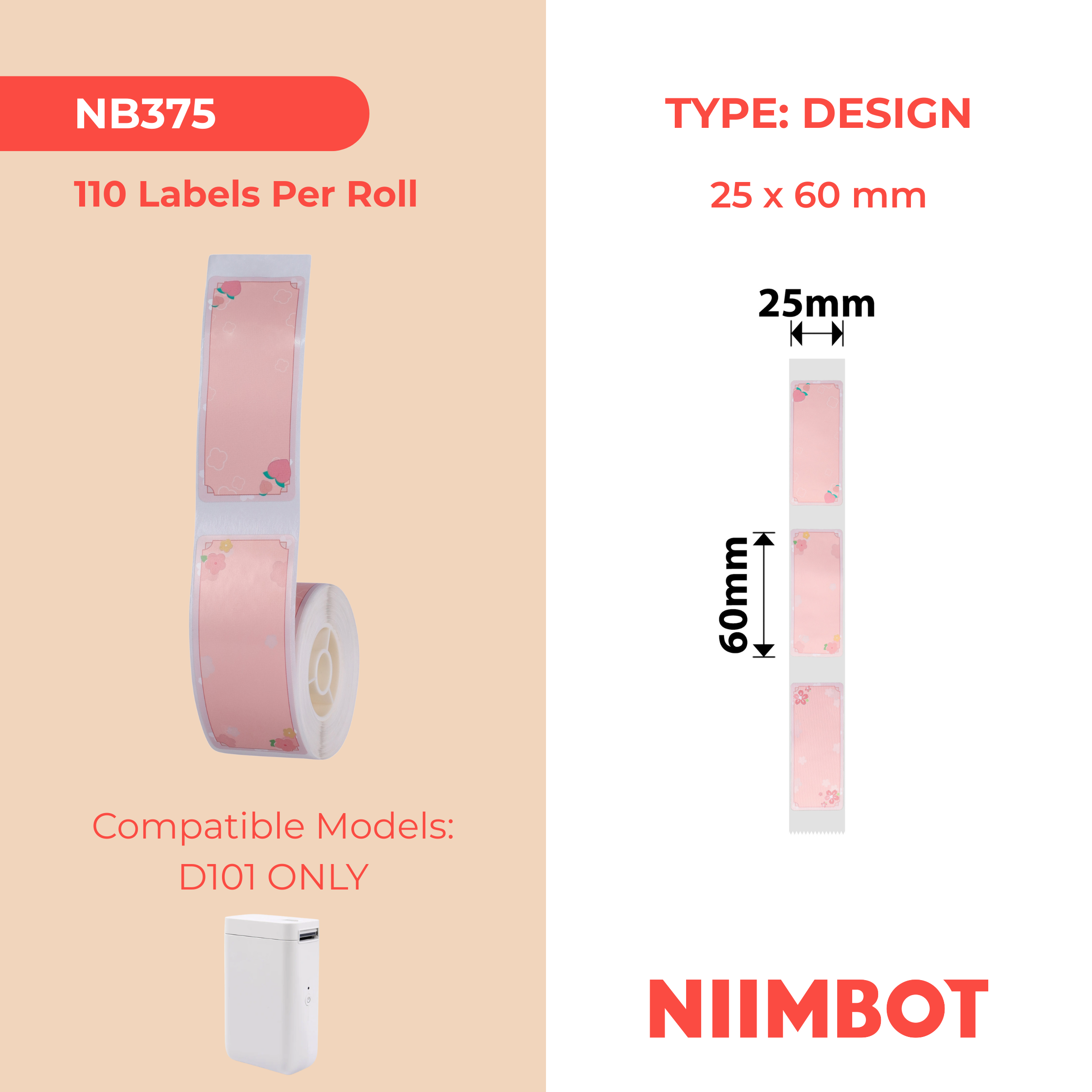 NB375 - NIIMBOT - D11 / D101 / D110 / H1S - 25X60MM - 110 SAKURA ERYA LABELS