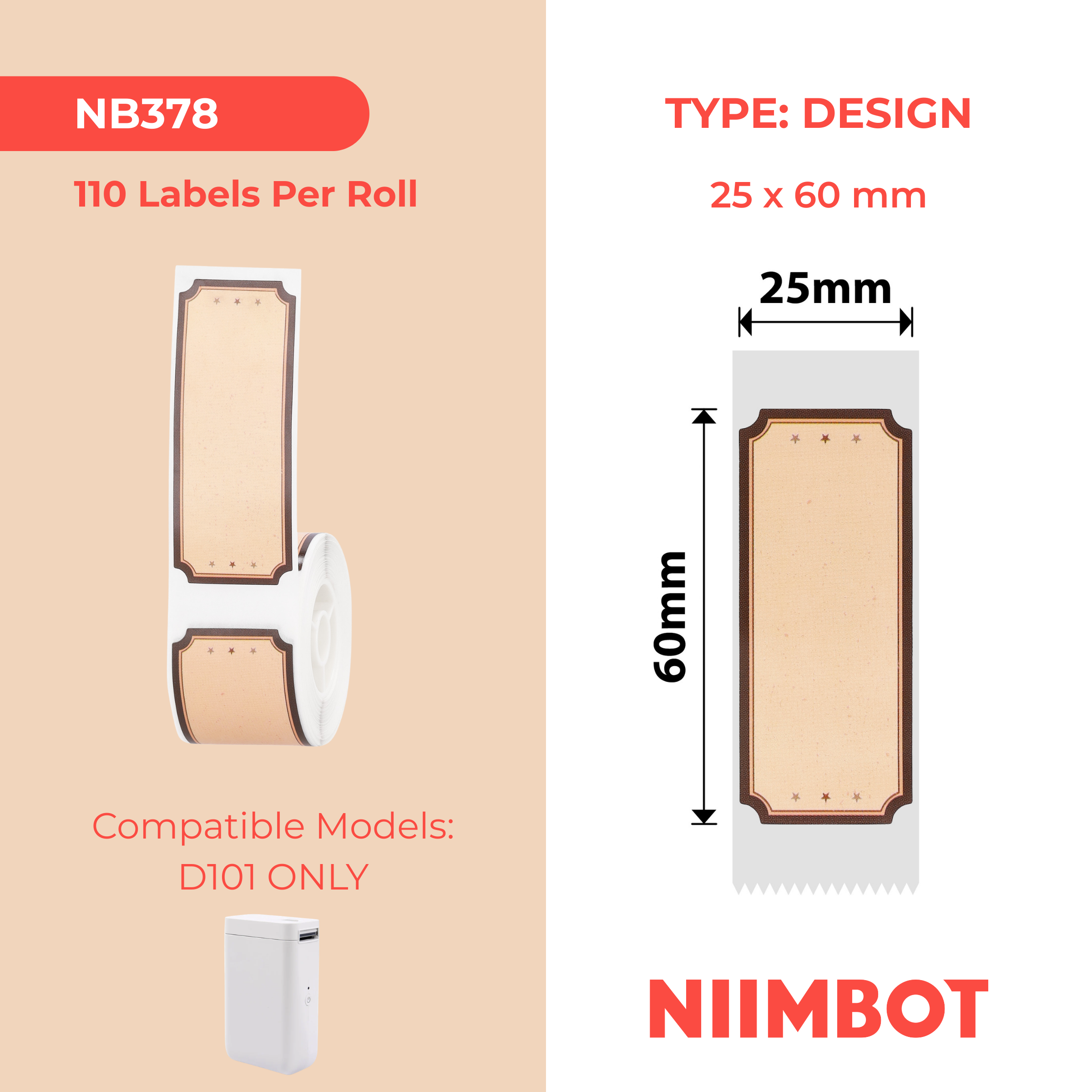 NIIMBOT - D101 Only - 25x60mm - Woodland Romance - 110 Labels
