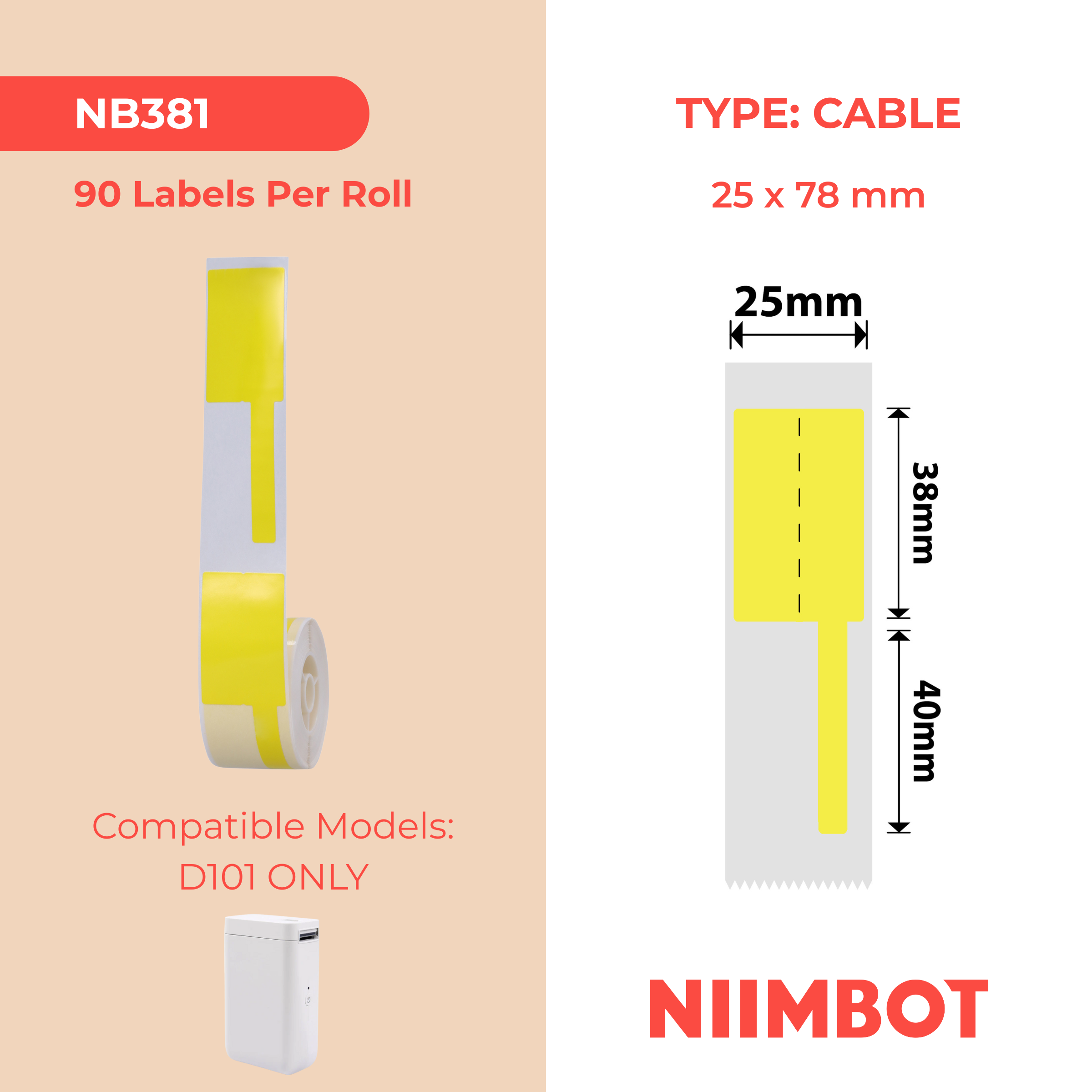 NB381 - NIIMBOT - D101 KUPHELA - R25*78 - 90 IMIBHALO NGOKUQONGA NGAMUNYE - UKWENZIWA OKUTHUMELI