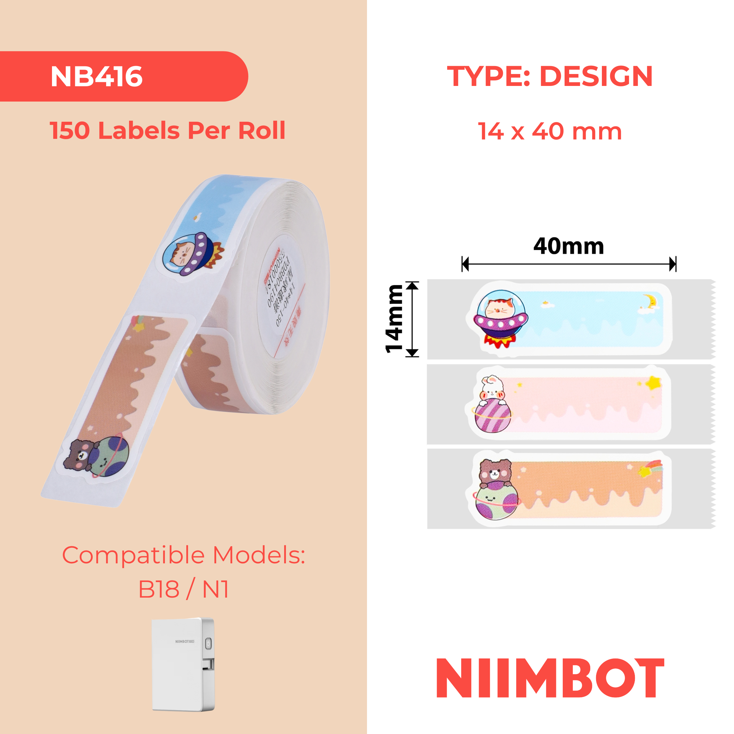 NB416 - Niimbot - N1 - 14x40mm - 150 Star Trek Labels