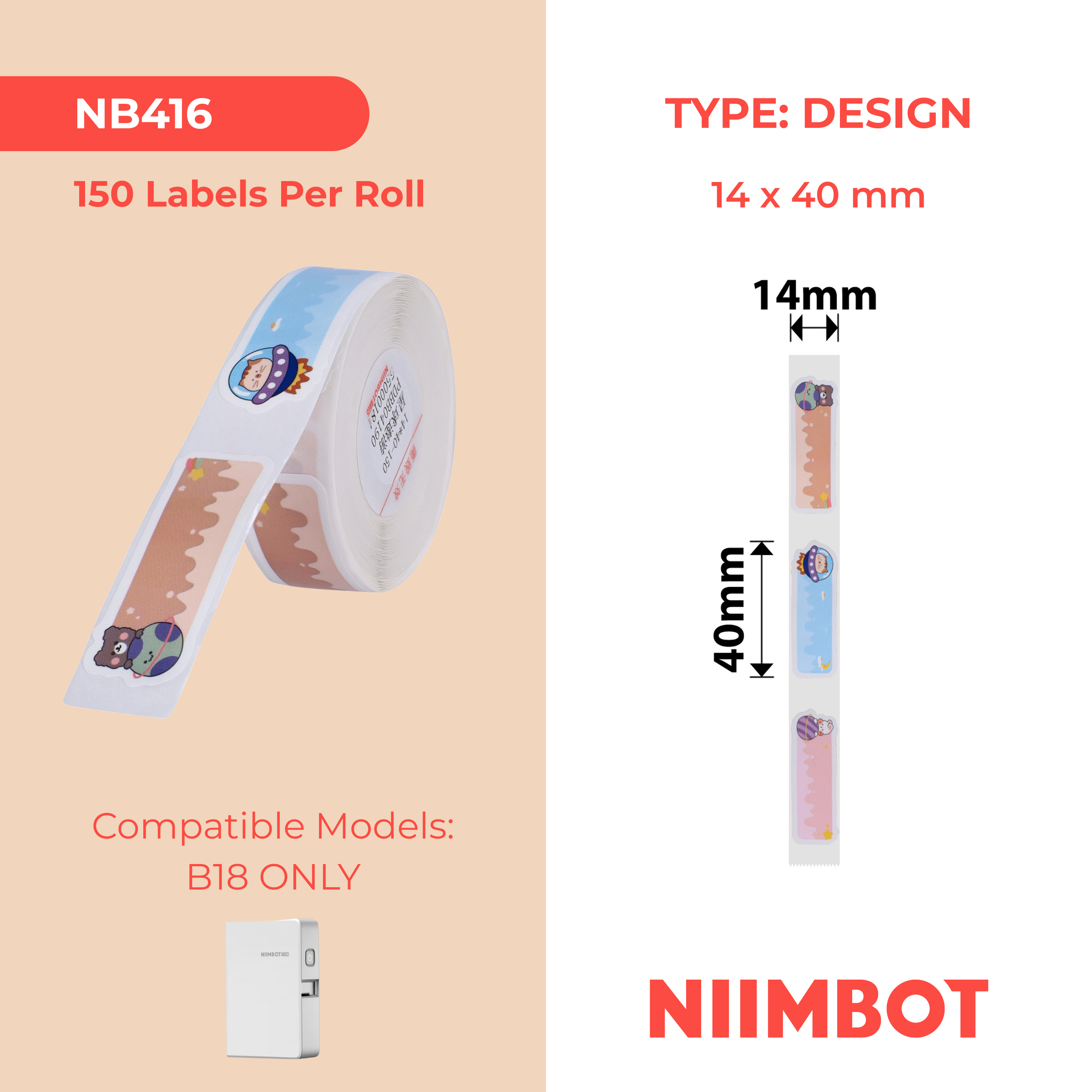 NB416 - NIIMBOT - B18 / N1 - 14X40MM - 150 STAR TREK LABELS