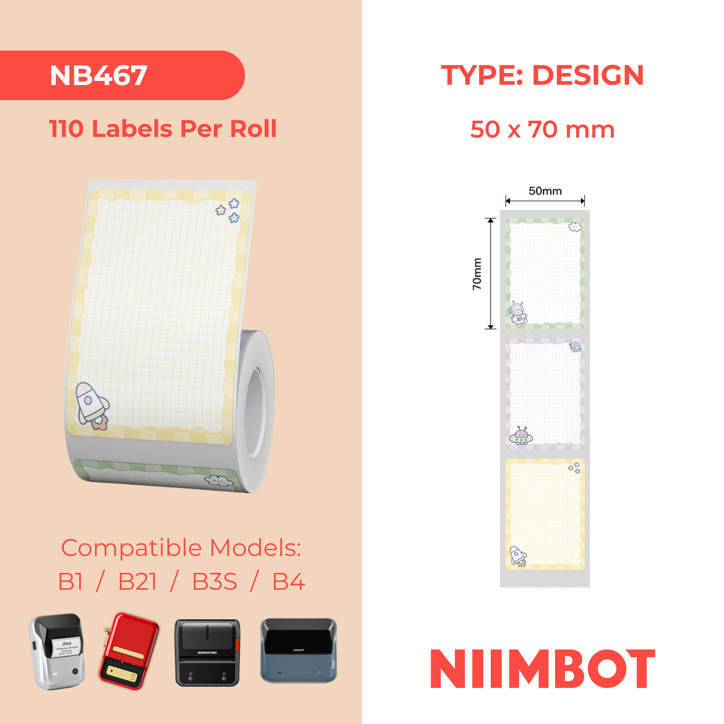 NB467 - NIIMBOT - B1 / B21 / B3S / B4 - 50X70MM - 110 CAMPING LABELS