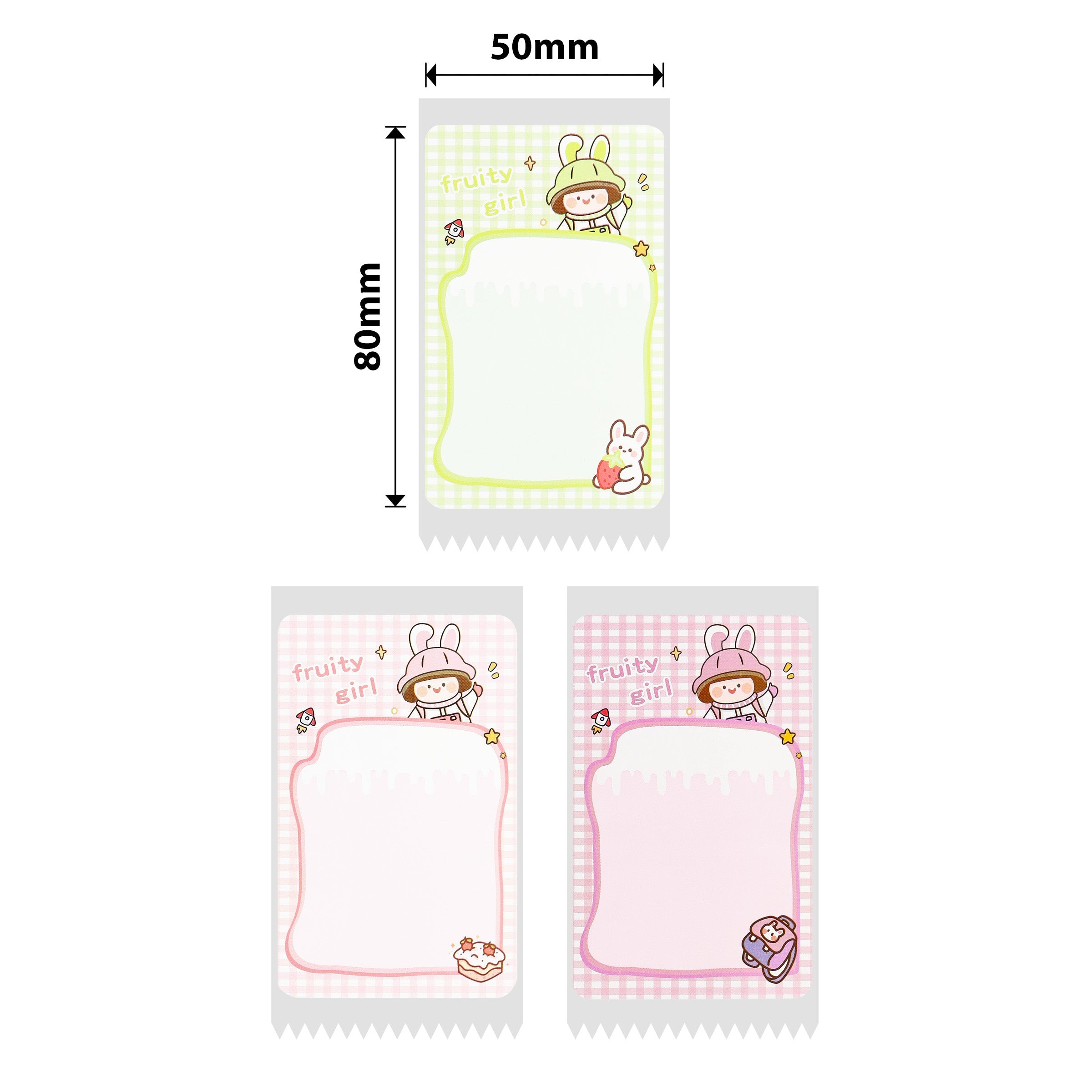 NB469 - NIIMBOT - B1 / B21 / B3S - 50*80MM - 95 TERMIESE ETIKETTE (VEELKLEURIG) - FRUITY GIRL ONTWERP