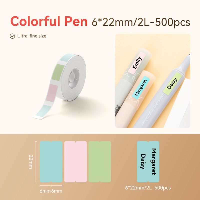 NB511 - Niimbot - D11 / D101 / D110 / H1S - 6x22mm/2L - 500 Multi-Colour Vertical Pen - Stationary Labels