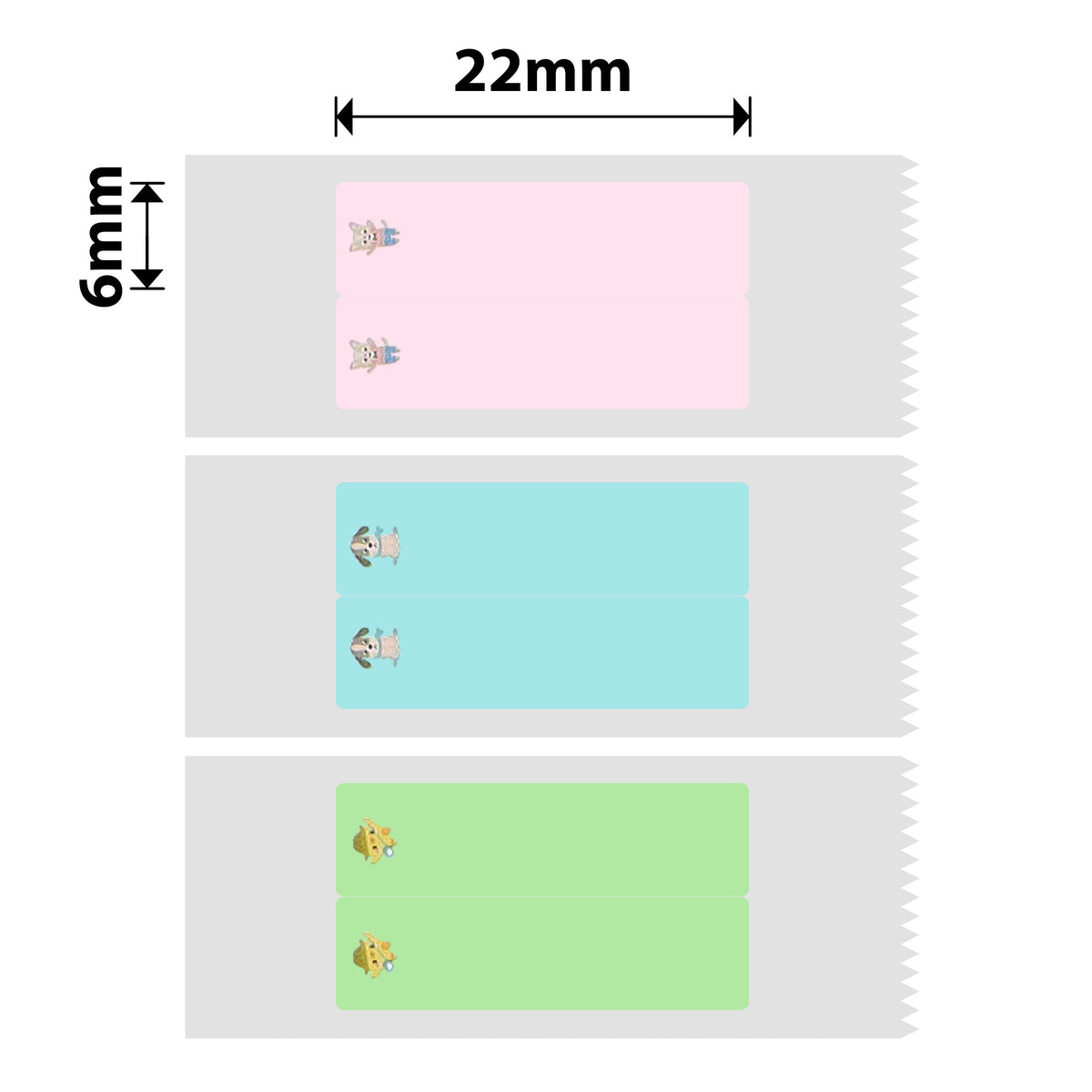 NIIMBOT - D Range - 6x22mm/2L - Multi-Colour Cute PET Vertical Pen - Stationary - 500 Labels