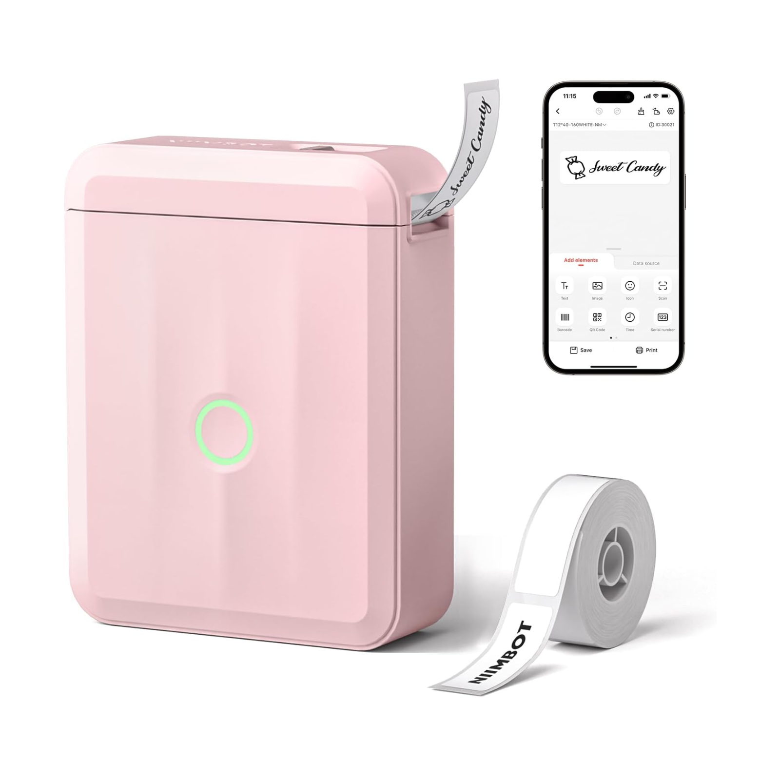 NB524 - Niimbot - D110-M - Portable Bluetooth Label Printer Incl Free Label Roll (12x40mm)