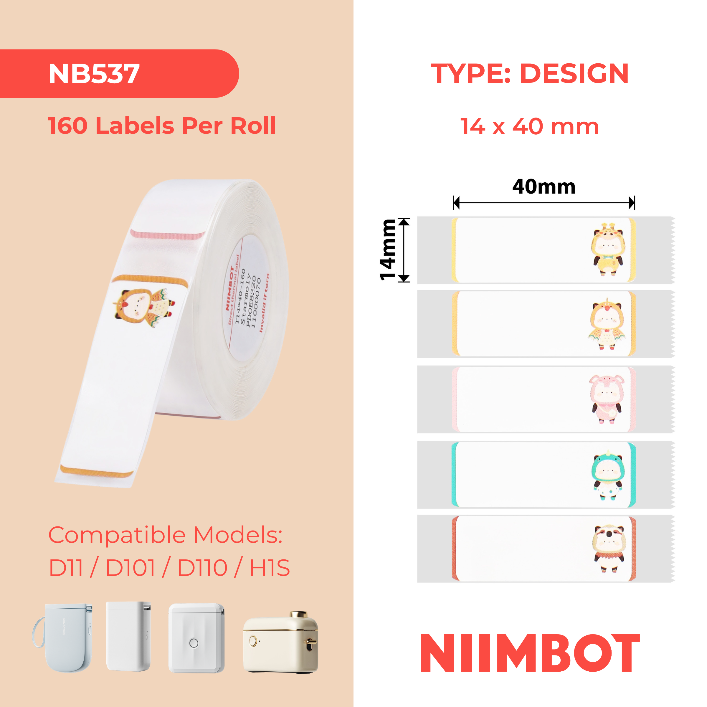 NIIMBOT - D Range - 14x40mm - Starmoly - 160 Labels