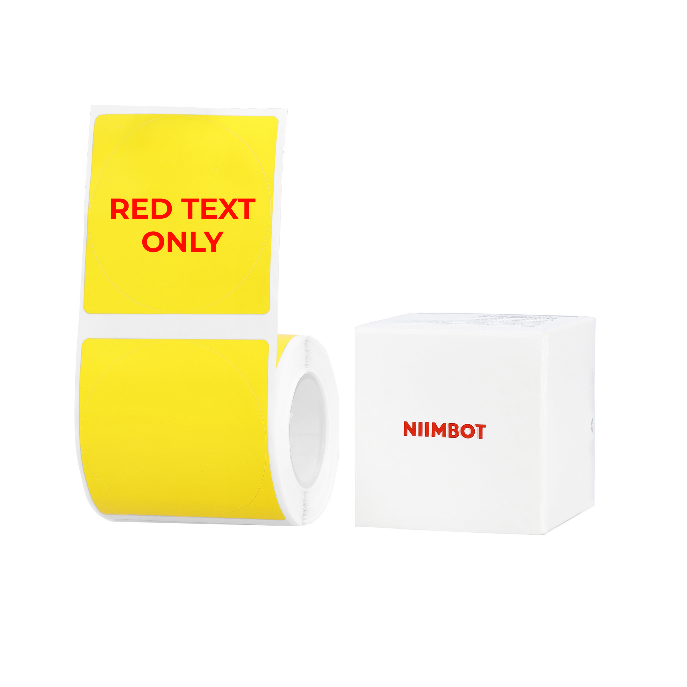 NIIMBOT - B Range - 50x50mm - Yellow Round Red Text Only - 145 Labels