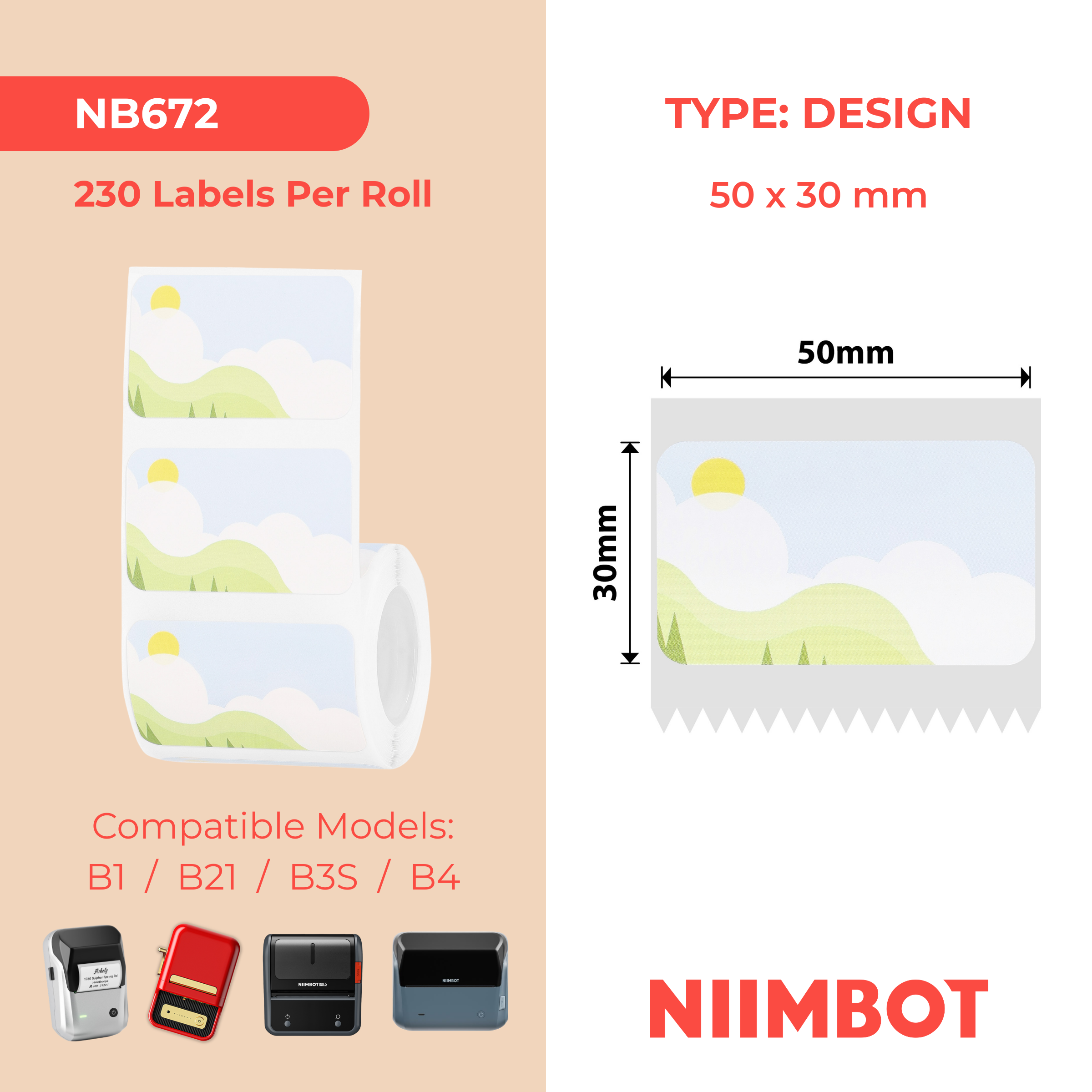 NIIMBOT - B Range - 50x30mm - Spring Scene - 230 Labels