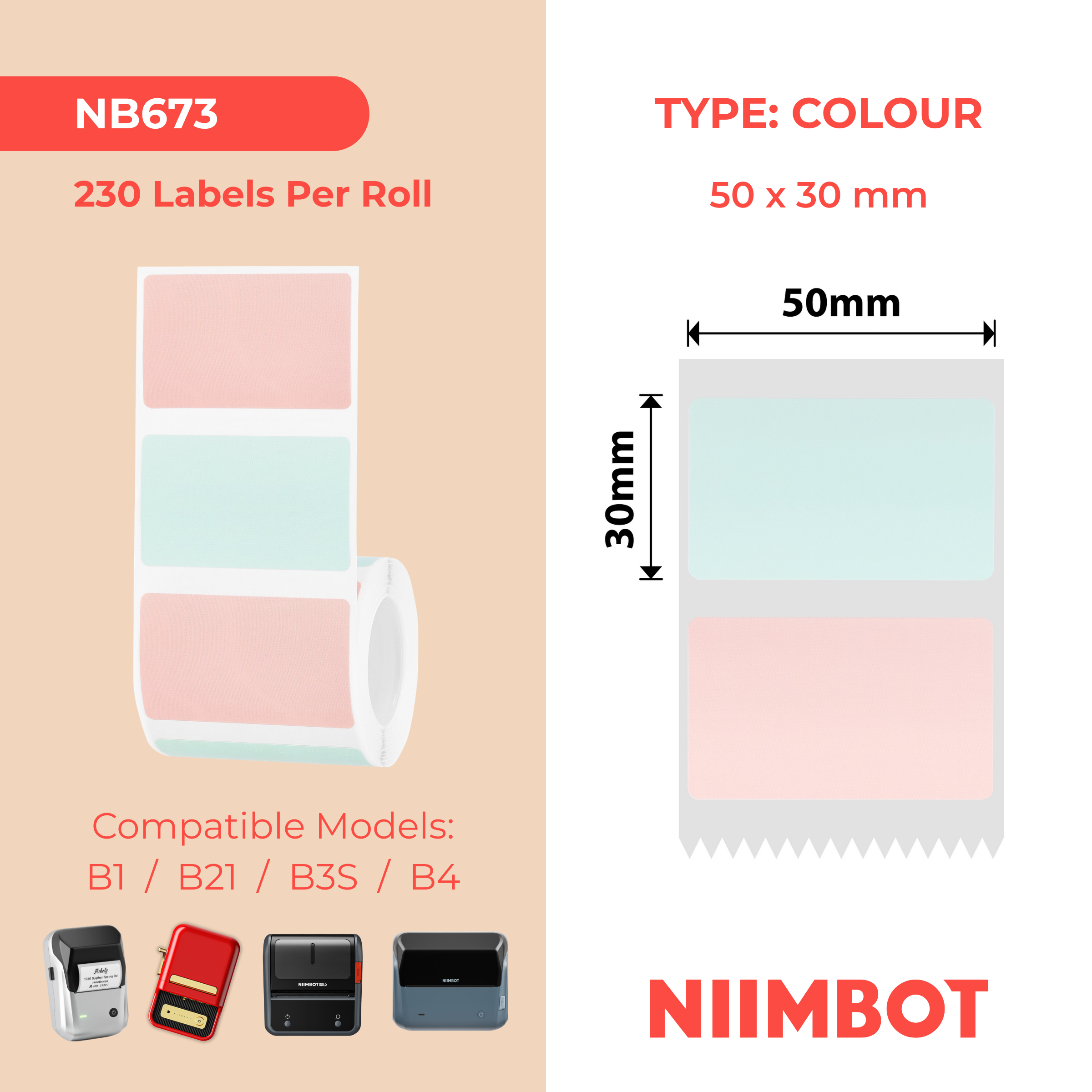 NIIMBOT - B Range - 50x30mm - Flower Shadow - 230 Labels
