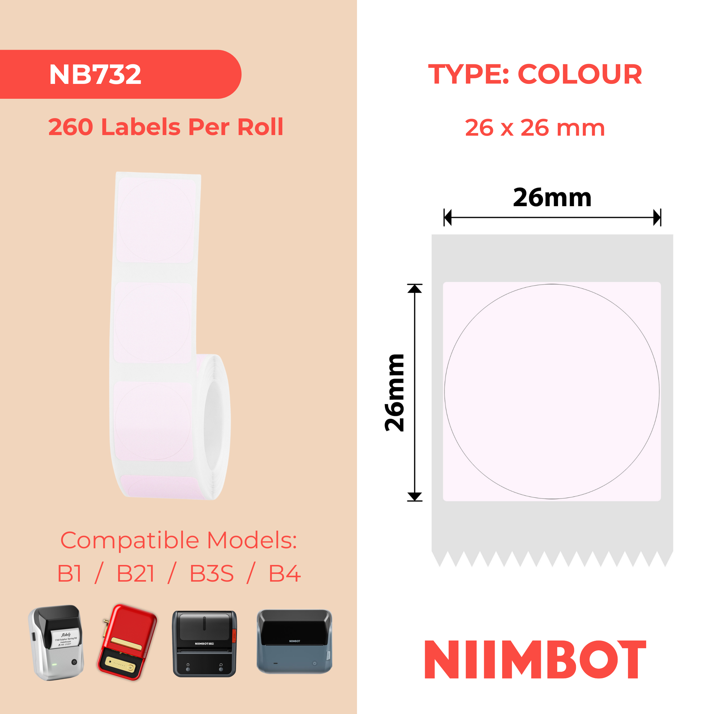 NIIMBOT - B Range - 26x26mm - Unicone - 260 Labels