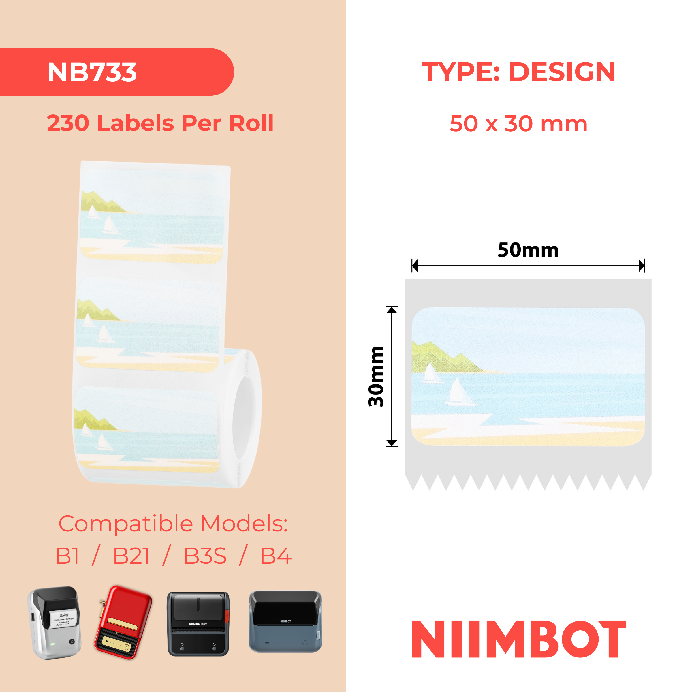 NIIMBOT - B Range - 50x30mm - Summerscene - 230 Labels