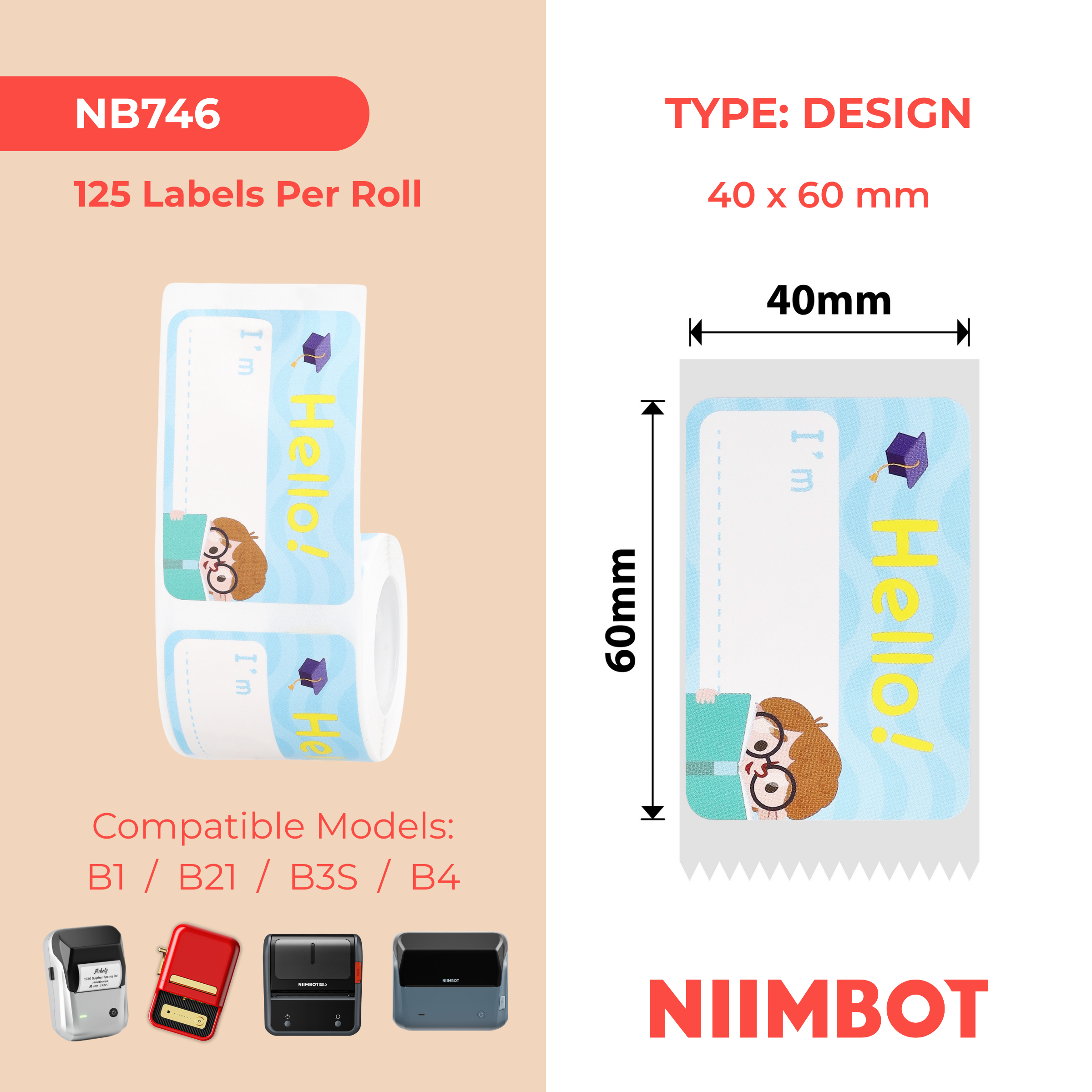 NIIMBOT - B Range - 40x60mm - Future Star - 125 Labels