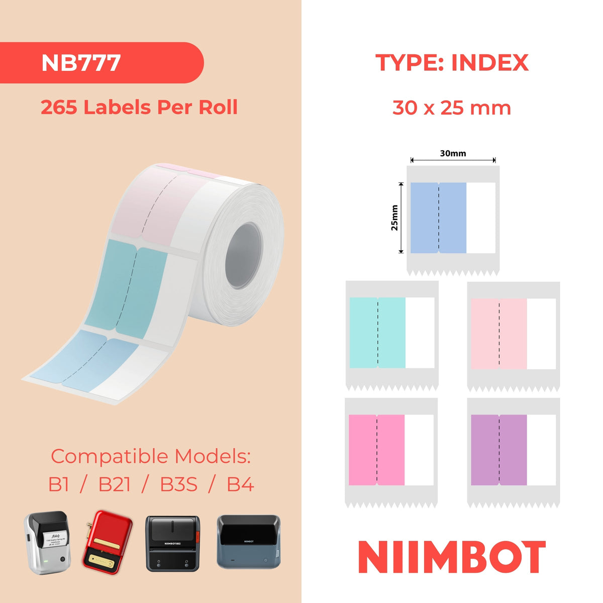 NIIMBOT - B Range - 30x25mm - Index Tag - 265 Labels