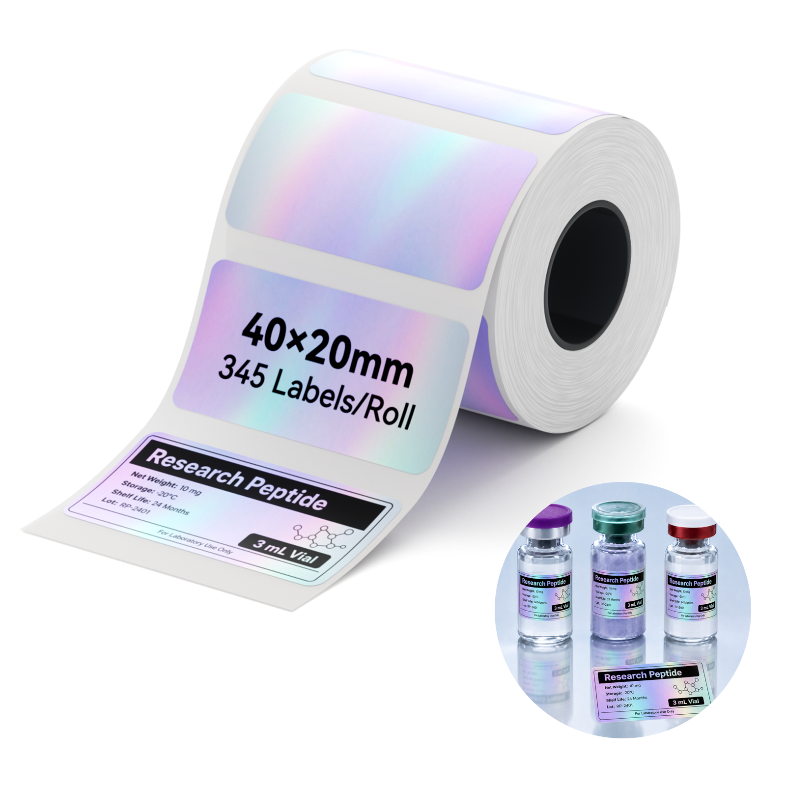 NB875 - Niimbot - M2 / M3 - 40x20mm - 345 Silver Laser Holographic Labels