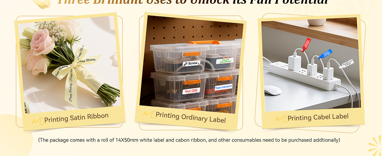 NB624 - NIIMBOT - N1 - BLUETOOTH SATIN RIBBON & LABEL PRINTER KIT INCLUDES BOTH SETS