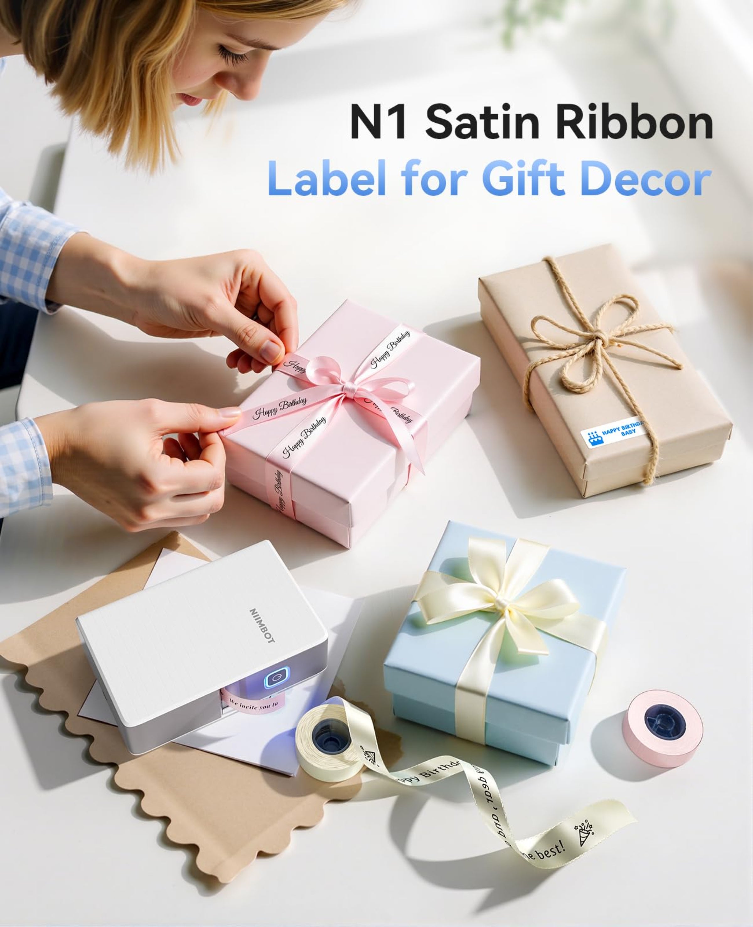 NB623 - NIIMBOT - N1 - BLUETOOTH THERMAL TRANSFER LABEL PRINTER INCL FREE WHITE LABEL & BLACK RIBBON (14*50MM)