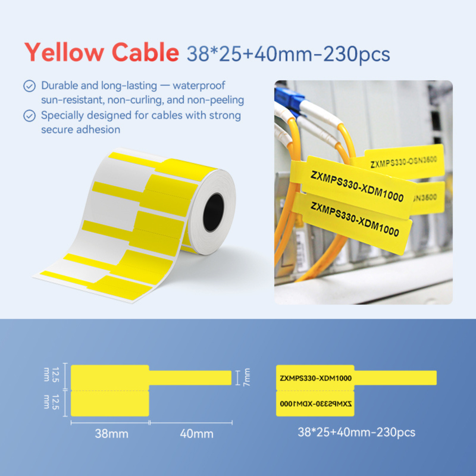 NIIMBOT - M Range - 38x25+40mm - Yellow Cable - 230 Labels - CN