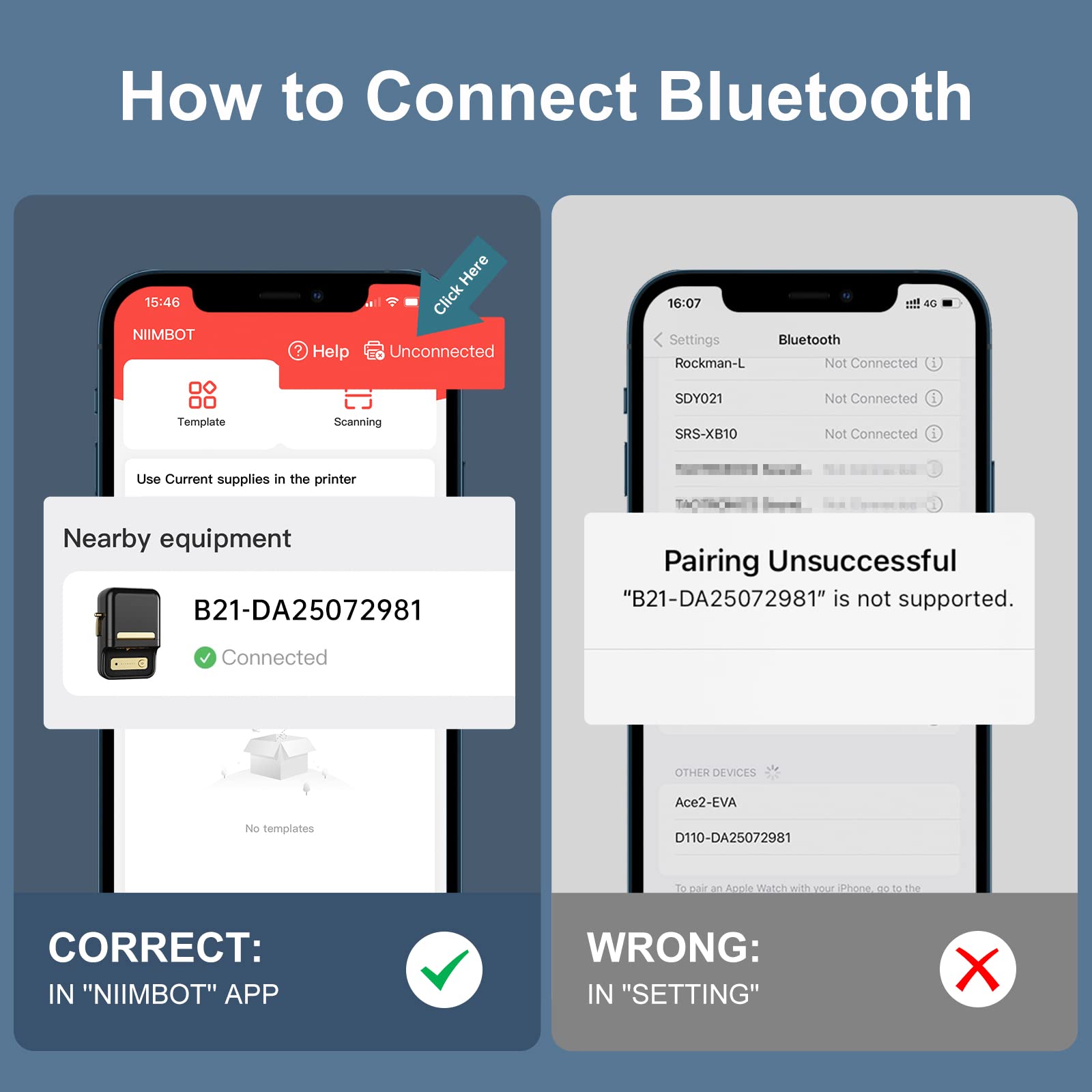 NB109 - NIIMBOT - B21 - DRAAGBARE TERMIESE ETIKET BLUETOOTH-DRUKKER INSLUITEND GRATIS ETIKET (50*30MM - WIT)