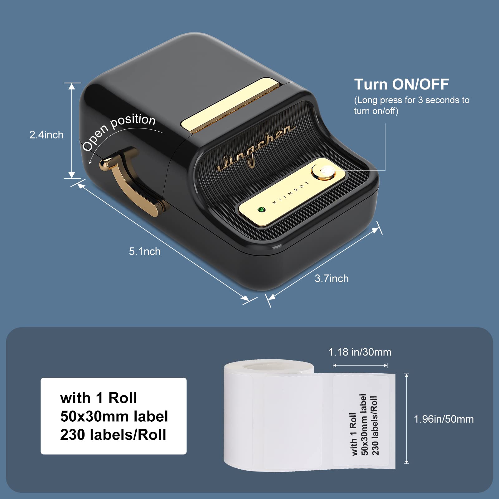 NB109 - NIIMBOT - B21 - DRAAGBARE TERMIESE ETIKET BLUETOOTH-DRUKKER INSLUITEND GRATIS ETIKET (50*30MM - WIT)