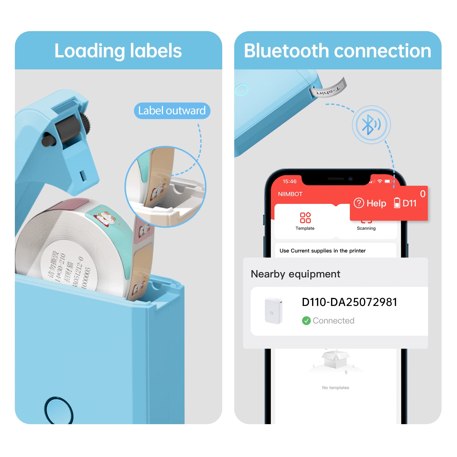 NB120 - NIIMBOT - D110 - DRAAGBARE ETIKET BLUETOOTH-DRUKKER INSLUITEND GRATIS ETIKETROL (15*30MM - WIT)