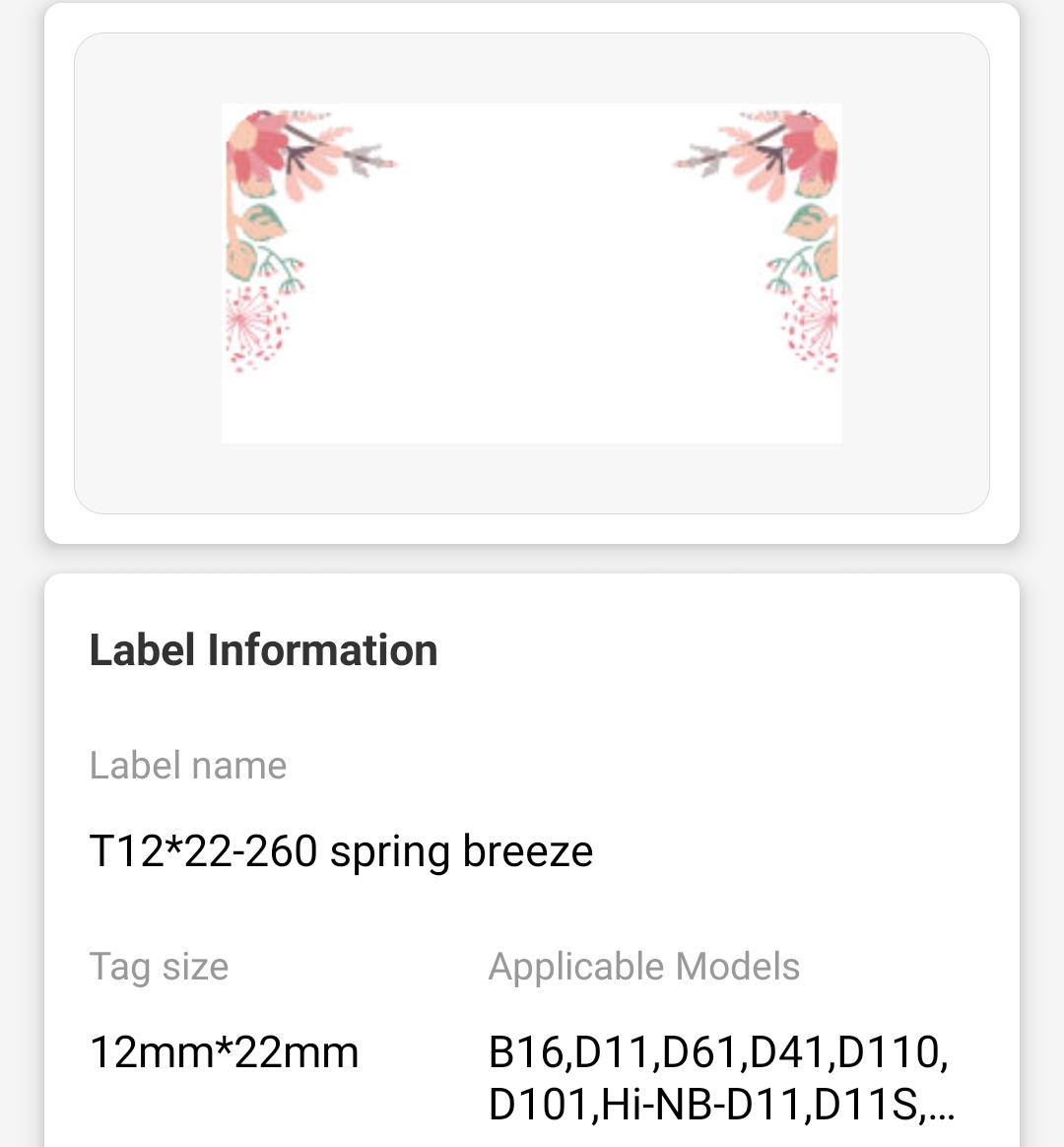 NB124 - NIIMBOT - D11 / D101 / D110 / H1S - 12X22MM - 260 THERMAL LABELS - SPRING RED DESIGN