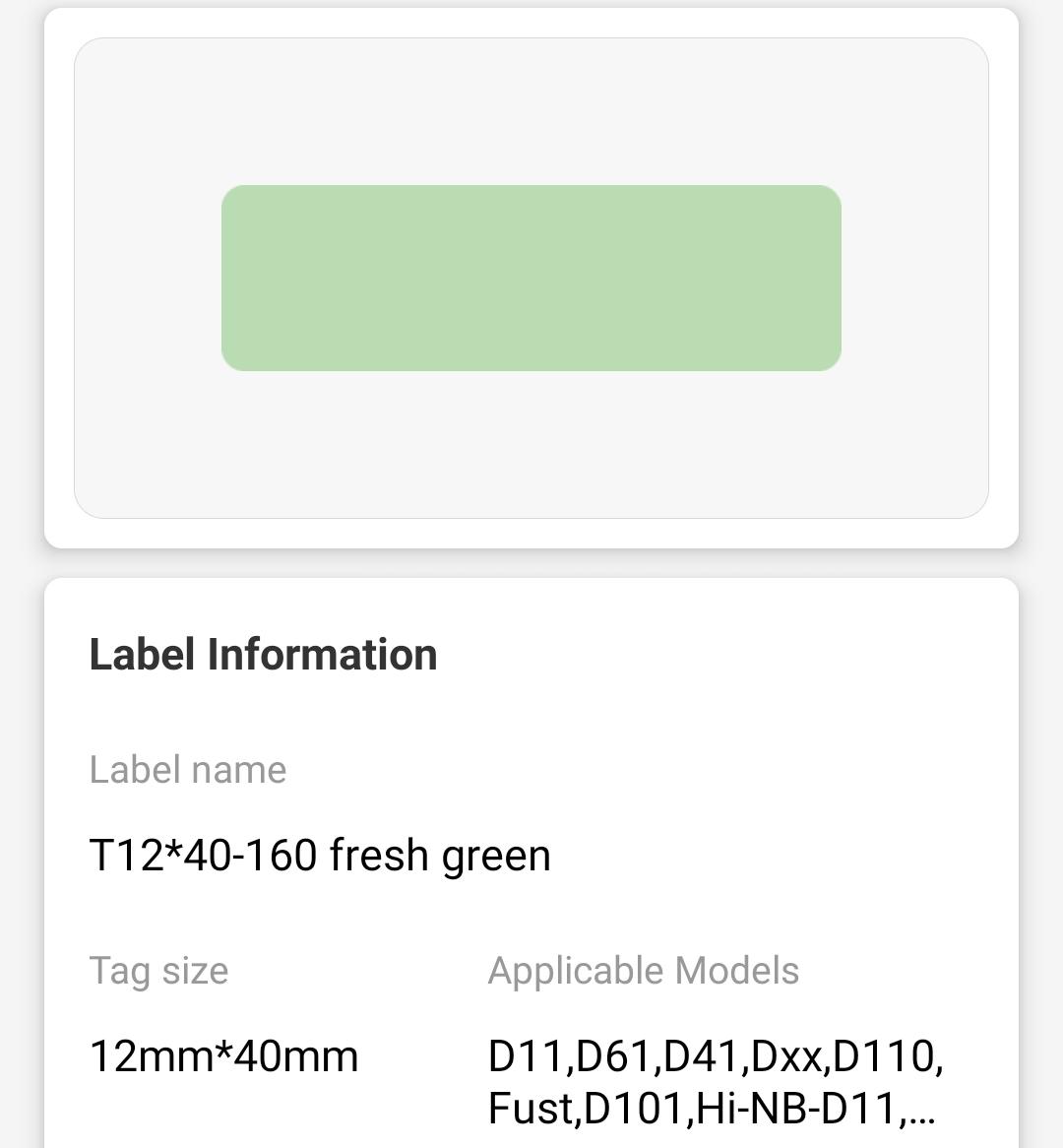 NB129 - NIIMBOT - D11 / D101 / D110 - 12*40MM - 160 TERMIESE ETIKETTE - SOLIEDE GROEN ONTWERP