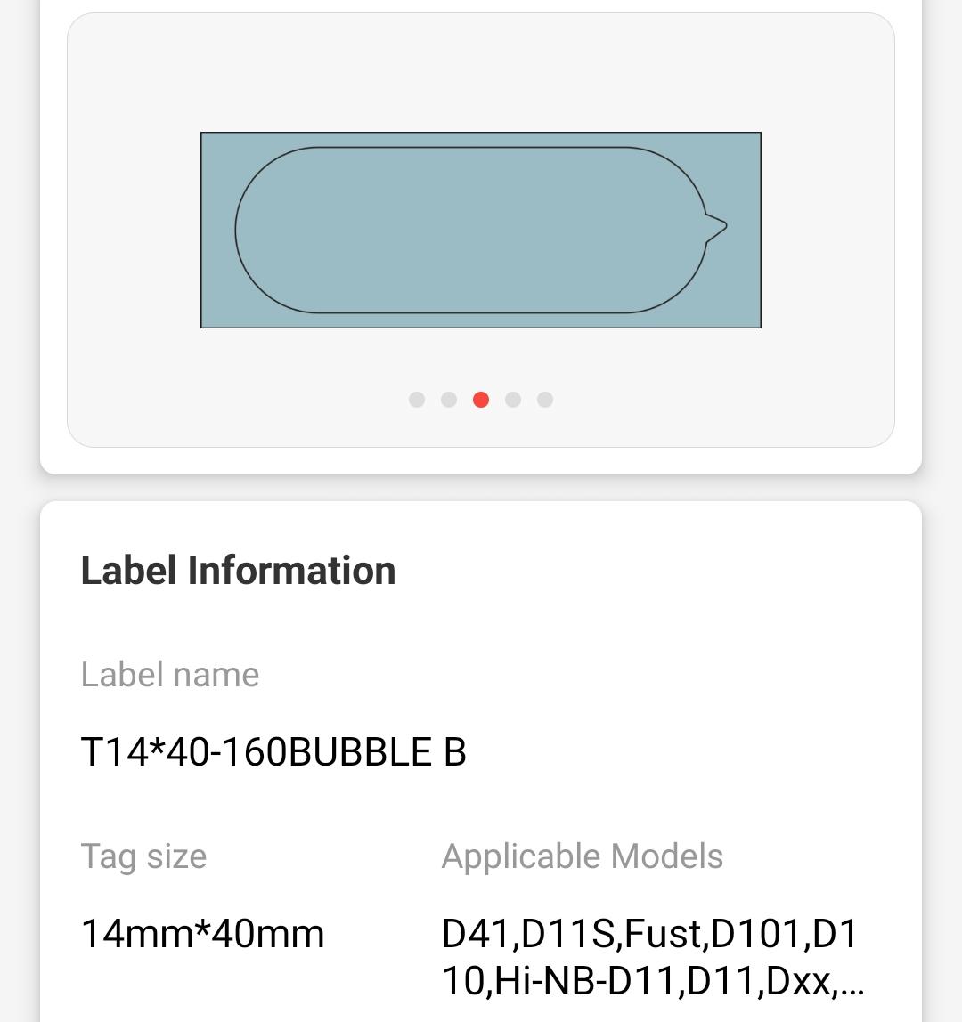 NB135 - NIIMBOT - D11 / D101 / D110 - 14*40MM - 160 ETIKETTE PER ROL - BUBBLE B-ONTWERP