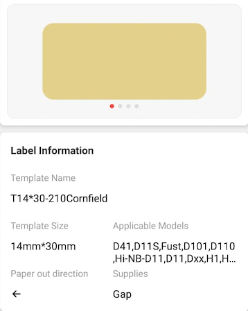 NB281 - NIIMBOT - D11 / D101 / D110 - R14*30 - 210 LABELS NGOKUQHUBEKA NGAMUNYE - UKWENZIWA KWE-CORNFIELD ( IMIBALA 4)