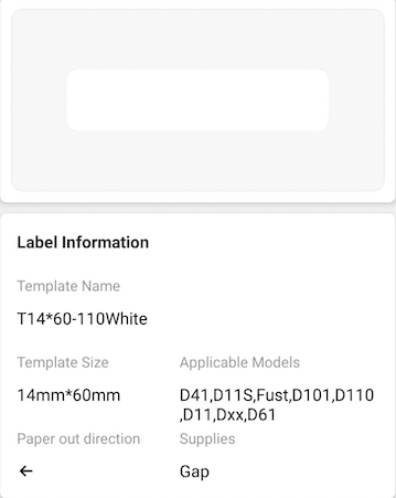 NB310 - NIIMBOT - D11 / D101 / D110 / H1S - 14X60MM - 110 WHITE LABELS