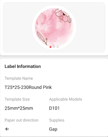 NB335 - NIIMBOT - D101 KUPHELA - R25*25 - 225 AMALEBHU NGOKUQONGA NGAMUNYE - Umjikelezo - PINK