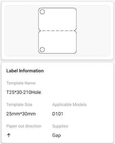 NB340 - NIIMBOT - D101 ONLY - 25X30MM - 210 WHITE WITH HOLE LABELS