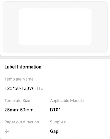 NB374 - NIIMBOT - D101 ONLY - R25*50 - 130 LABELS PER ROLL - WHITE