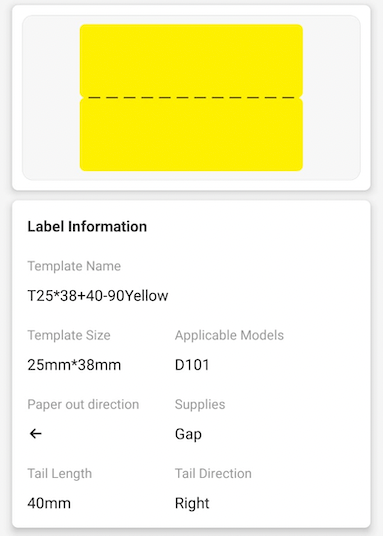 NB381 - NIIMBOT - D101 ONLY - R25X78MM - 90 LABELS PER ROLL - CABLE - YELLOW