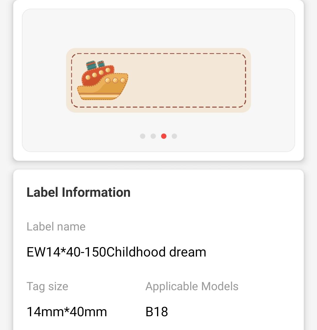 NB419 - NIIMBOT - B18 / N1 - 14X40MM -150 CHILDHOOD DREAM LABELS