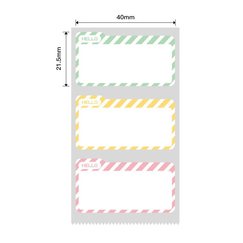 NB457 - NIIMBOT - B1 / B21 / B3S - 40X21.5MM - 300 THERMAL LABLES (MULTI-COLOUR) - HELLO NAME TAG DESIGN