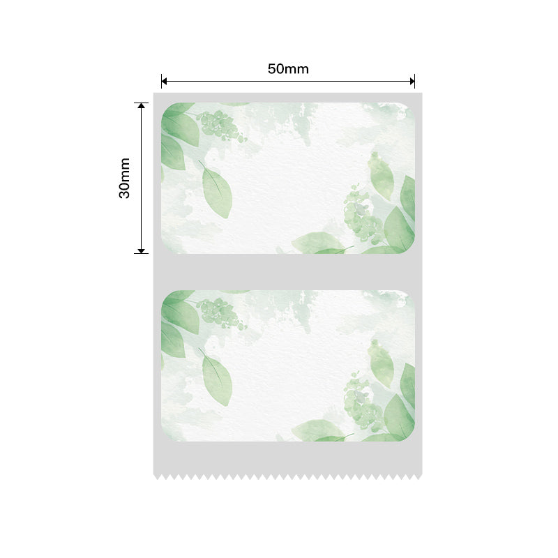 NB460 - NIIMBOT - B1 / B21 / B3S - T50X30MM - 230 THERMAL LABELS - GREEN LEAF DESIGN