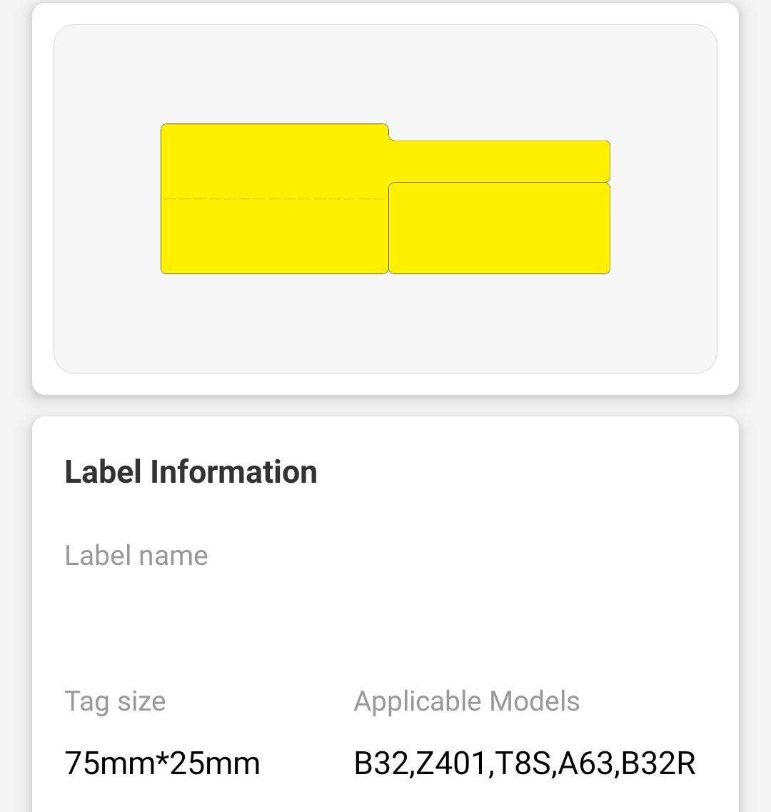 NB484 - NIIMBOT - M3 ONLY - 450 THERMAL TRANSFER LABELS PER ROLL - P38X25+36MM - YELLOW - CABLE