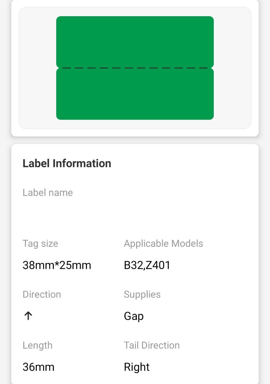 NB486 - NIIMBOT - M3 ONLY - 450 THERMAL TRANSFER LABELS - P38X25+36MM - CABLE - GREEN
