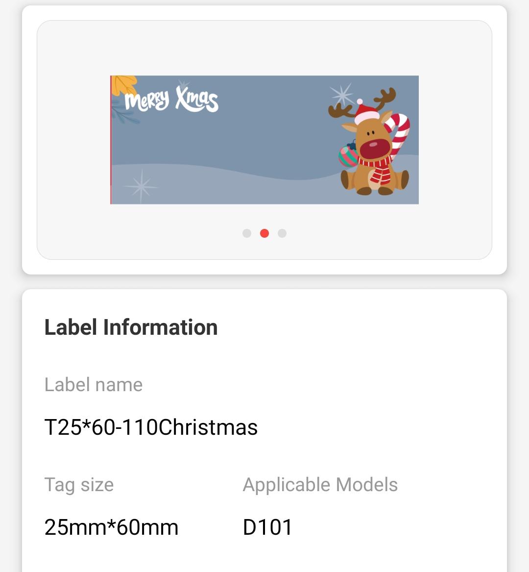 NB497 - NIIMBOT - D101 KUPHELA - R25*60MM - 110 LABELS NGAMUNYE - UKHISIMUSI