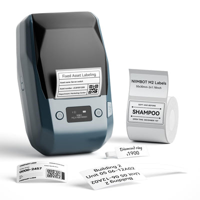 NB589 - NIIMBOT - M2_H - 300DPI THERMAL TRANSFER BLUETOOTH LABEL PRINTER - INCL BLACK RIBBON CARTRIDGE & WHITE 50X30MM LABEL