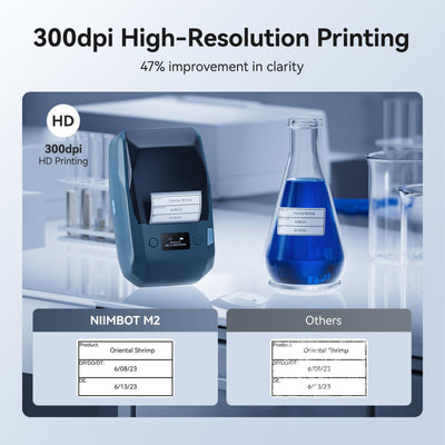 NB589 - NIIMBOT - M2_H - 300DPI THERMAL TRANSFER BLUETOOTH LABEL PRINTER - INCL BLACK RIBBON CARTRIDGE & WHITE 50X30MM LABEL