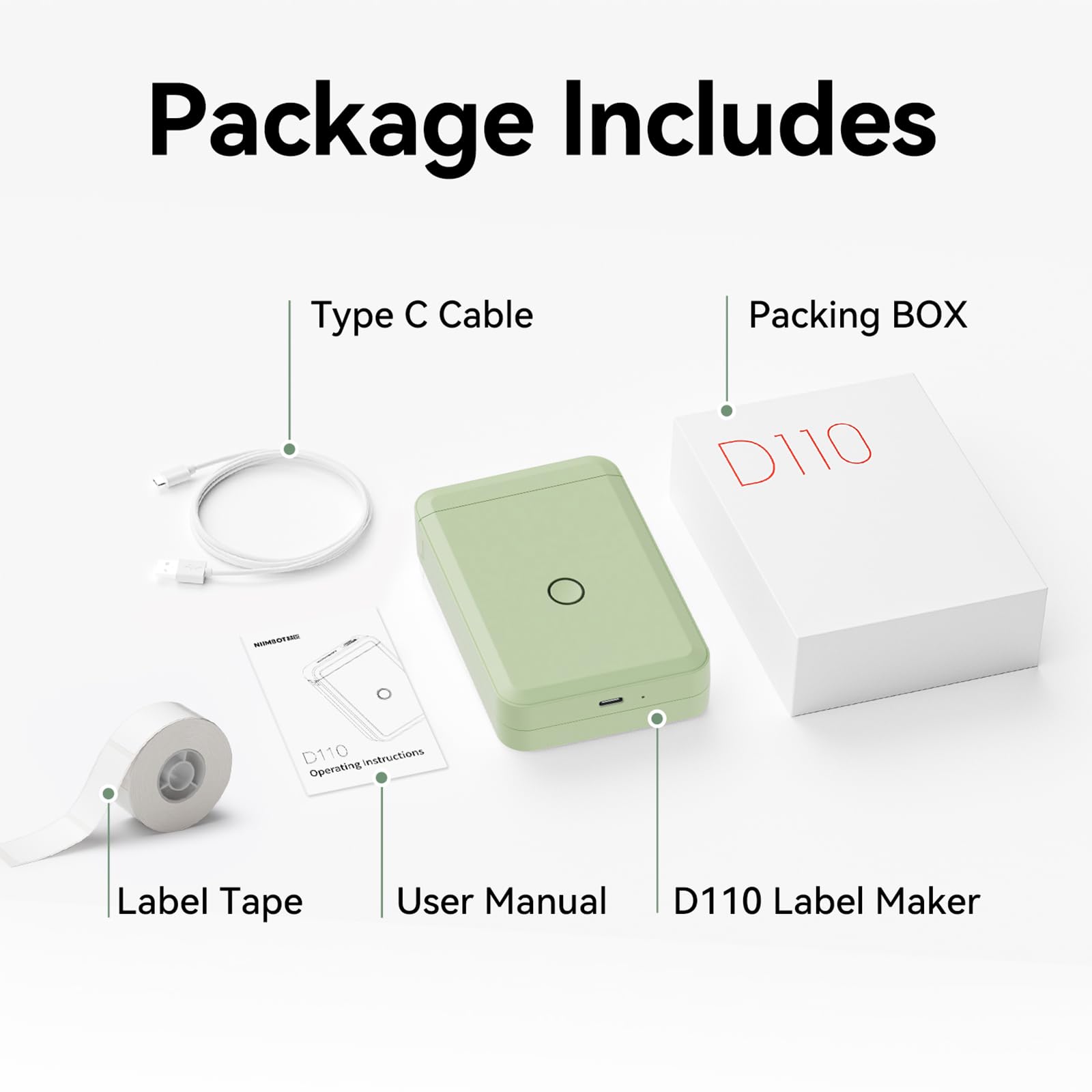 NB120 - NIIMBOT - D110 - PORTABLE LABEL BLUETOOTH PRINTER INCLUDING FREE LABEL ROLL (15*30MM - WHITE)